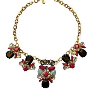 J. Crew Elegant Gold and Pink Statement Necklace